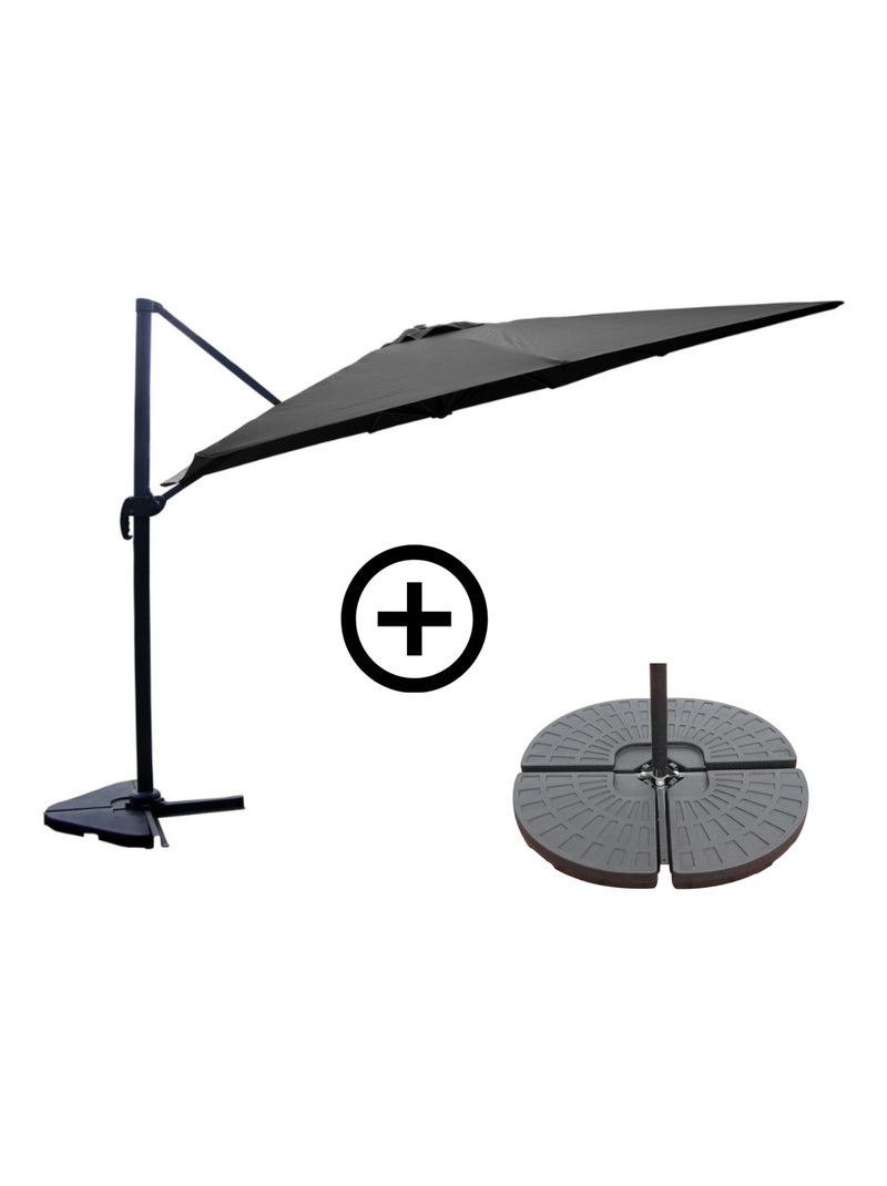 BUNDLE - Ensemble parasol PALATINO gris 3x3m et 4 dalles à lester Gris - Kiabi