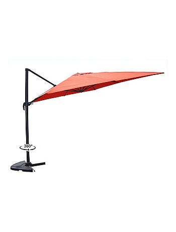 BUNDLE - Ensemble parasol PALATINO terracotta 3x3m et 4 dalles à lester