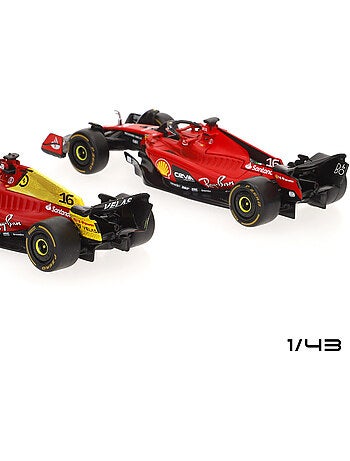 Burago coffret 4 voitures 1:43 f1 ferrari f1-75 et sf-23 sainz et leclerc