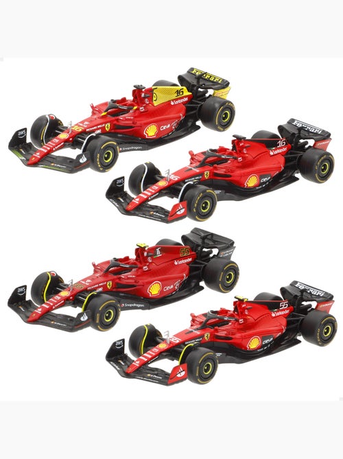 Burago coffret 4 voitures 1:43 f1 ferrari f1-75 et sf-23 sainz et leclerc - Kiabi