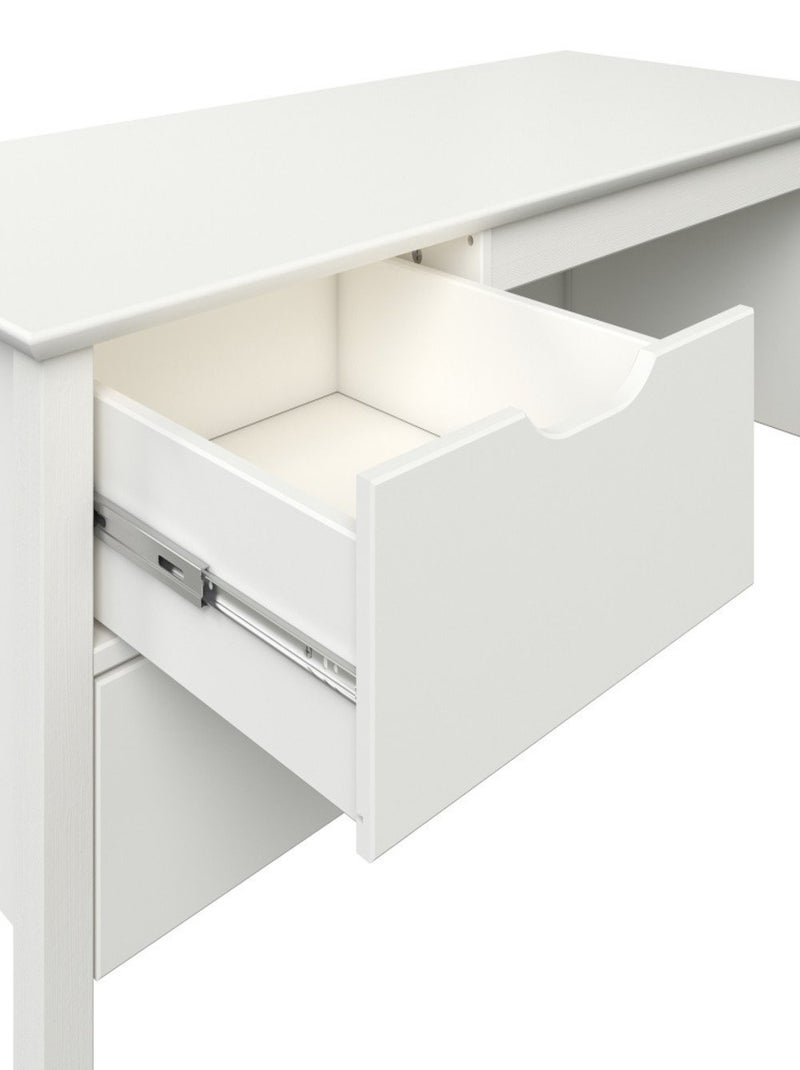 Bureau à deux tiroirs pin massif LEOPOLD Blanc - Kiabi
