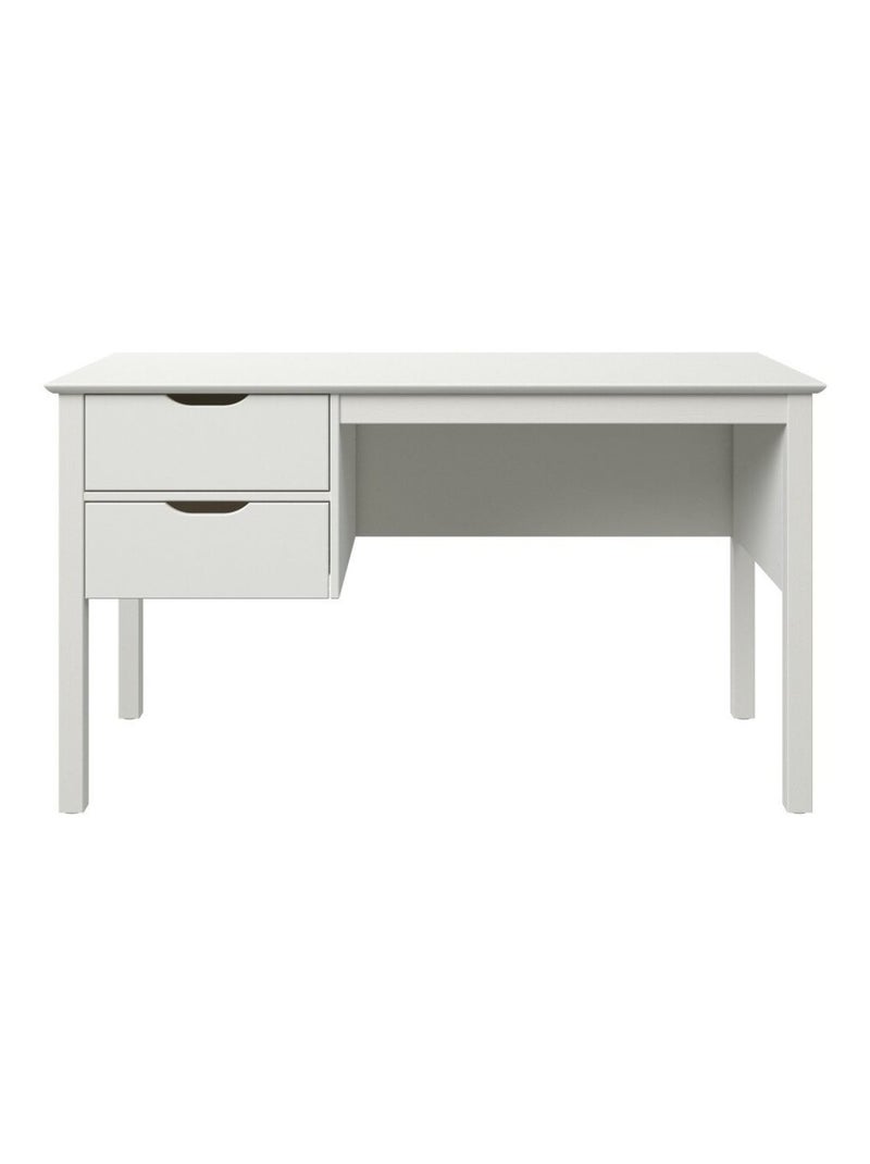 Bureau à deux tiroirs pin massif LEOPOLD Blanc - Kiabi