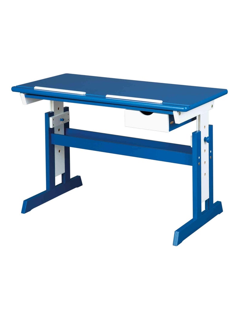 Bureau à plan inclinable + tiroir en bois Bleu - Kiabi