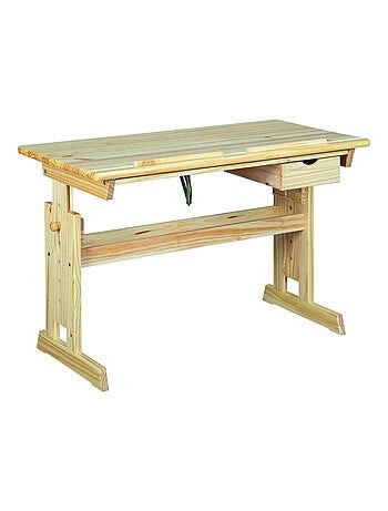 Bureau à plan inclinable + tiroir en bois