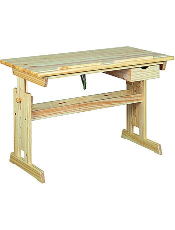 Bureau à plan inclinable + tiroir en bois
