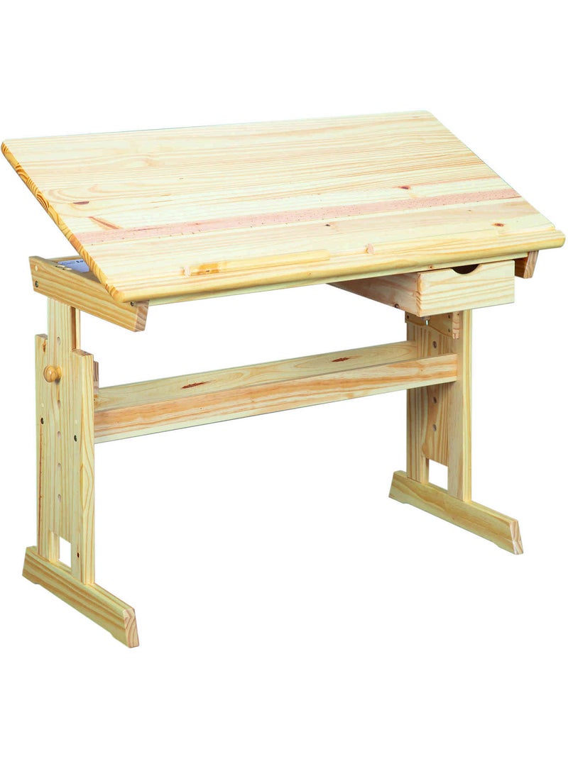 Bureau à plan inclinable + tiroir en bois Marron clair - Kiabi
