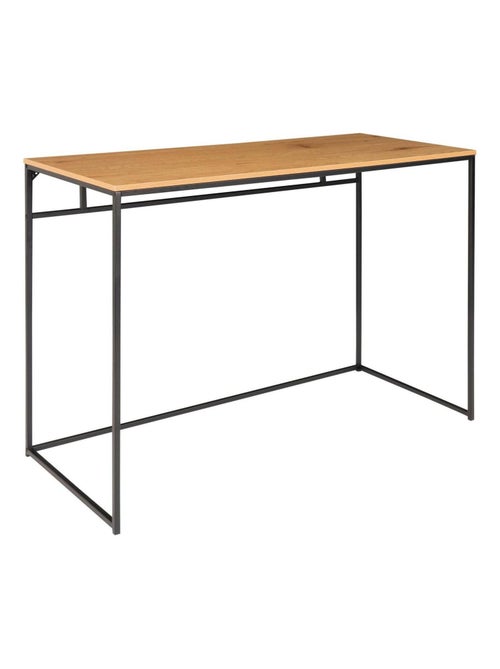 Bureau aspect chêne avec cadre noir 100 x 45 x 75 - House Nordic - Kiabi