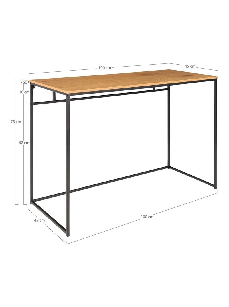 Bureau aspect chêne avec cadre noir 100 x 45 x 75 - House Nordic Marron - Kiabi