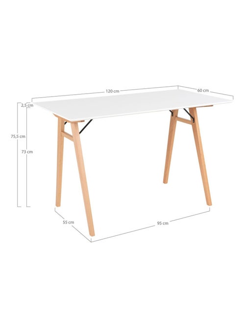 Bureau blanc et bois 120 x 60 x 75 cm - House Nordic - Kiabi