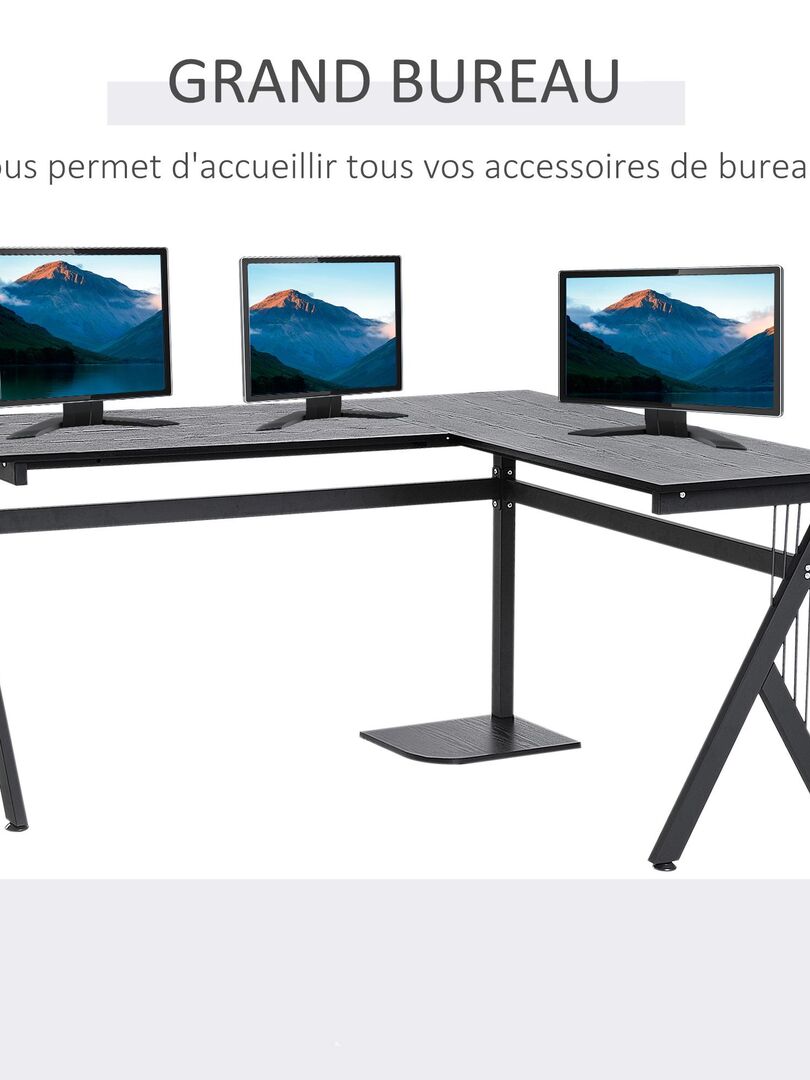 Bureau D'ordinateur D'angle Noir – 132x112x99 Cm – Bois D'ingénierie – Neuf
