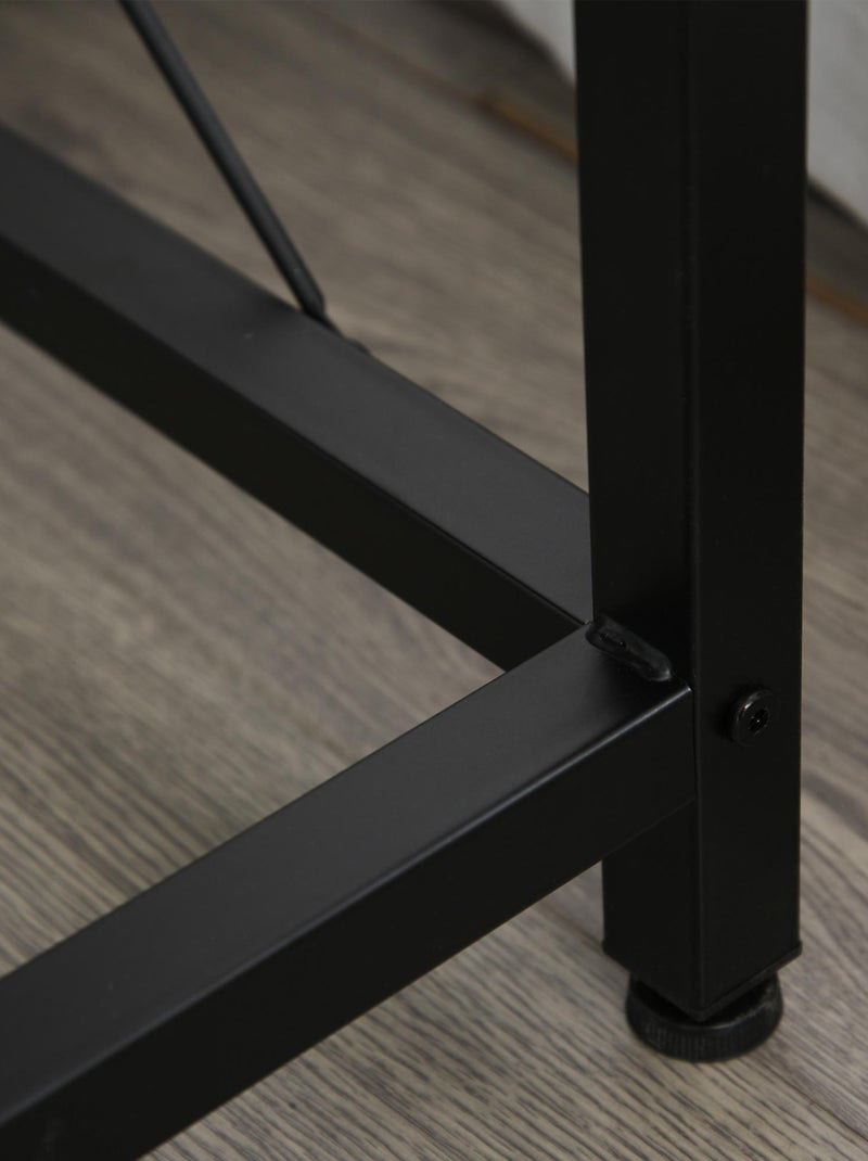 Bureau d'angle informatique design industriel aspect vieux bois métal noir Marron - Kiabi