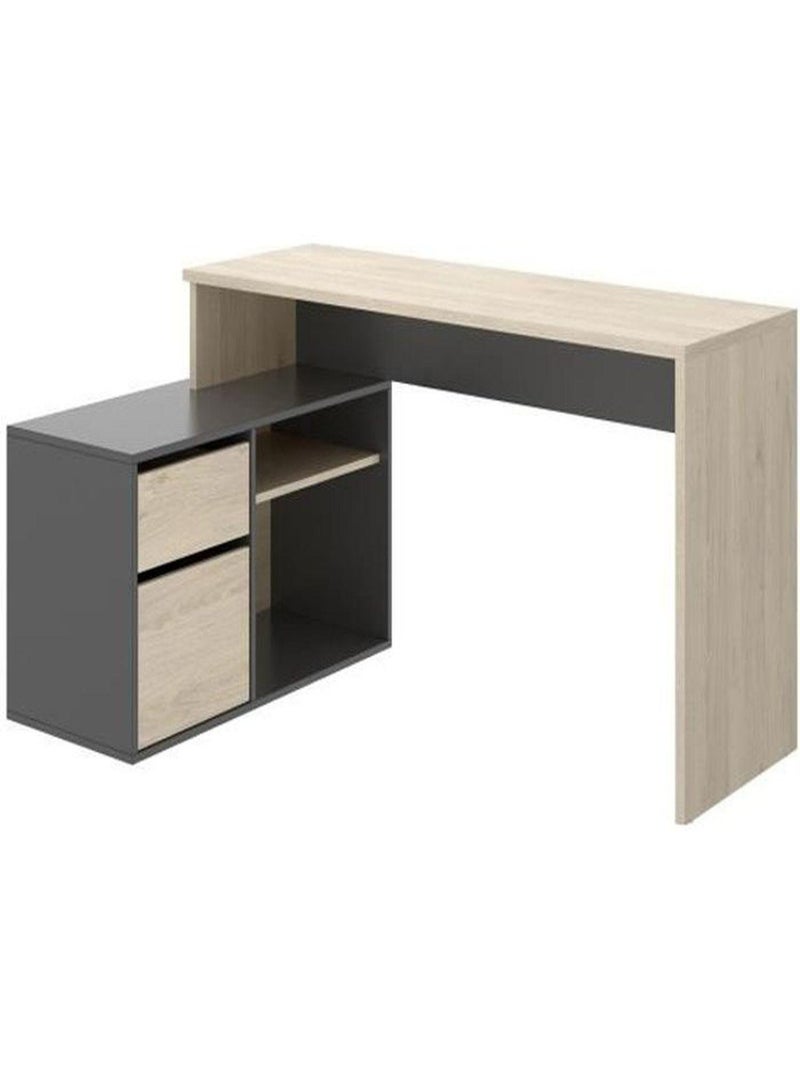 Bureau d'angle reversible 1 tiroir + 1 porte - - AUCUNE Gris Gris - Kiabi