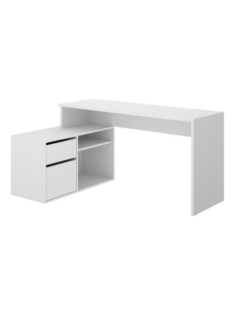 Bureau d'angle reversible 1 tiroir + 1 porte - - Youdoit Blanc - Kiabi