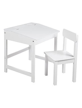 Bureau d'école avec rangement intégré et chaise en bois pour enfant 'Roba'