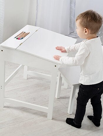 Bureau d'école avec rangement intégré et chaise en bois pour enfant 'Roba'