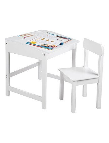 Bureau d'école avec rangement intégré et chaise en bois pour enfant 'Roba'