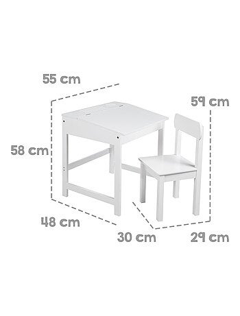 Bureau d'école avec rangement intégré et chaise en bois pour enfant 'Roba'