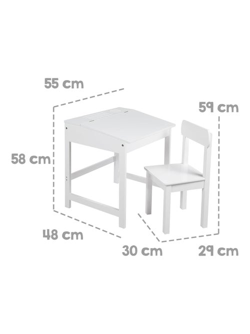 Bureau d'école avec rangement intégré et chaise enfant en bois 'Roba' - Kiabi