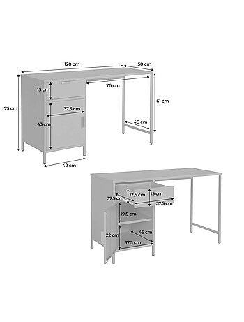 Bureau enfant acier laminé 1 tiroir Soho