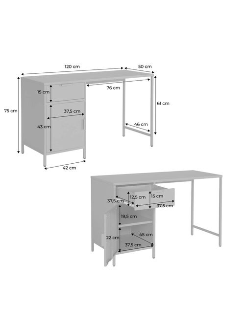 Bureau enfant acier laminé 1 tiroir Soho - Kiabi Bureau enfant acier laminé 1 tiroir Soho - Kiabi