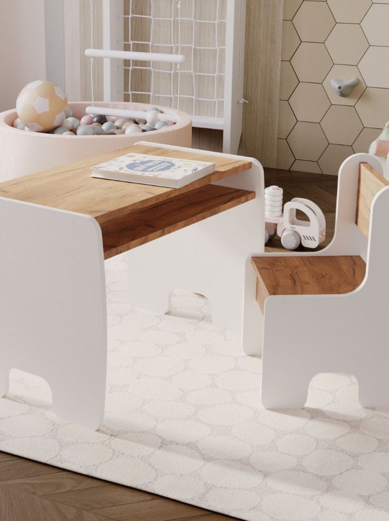 Bureau enfant avec chaise Blanc Marron - Kiabi