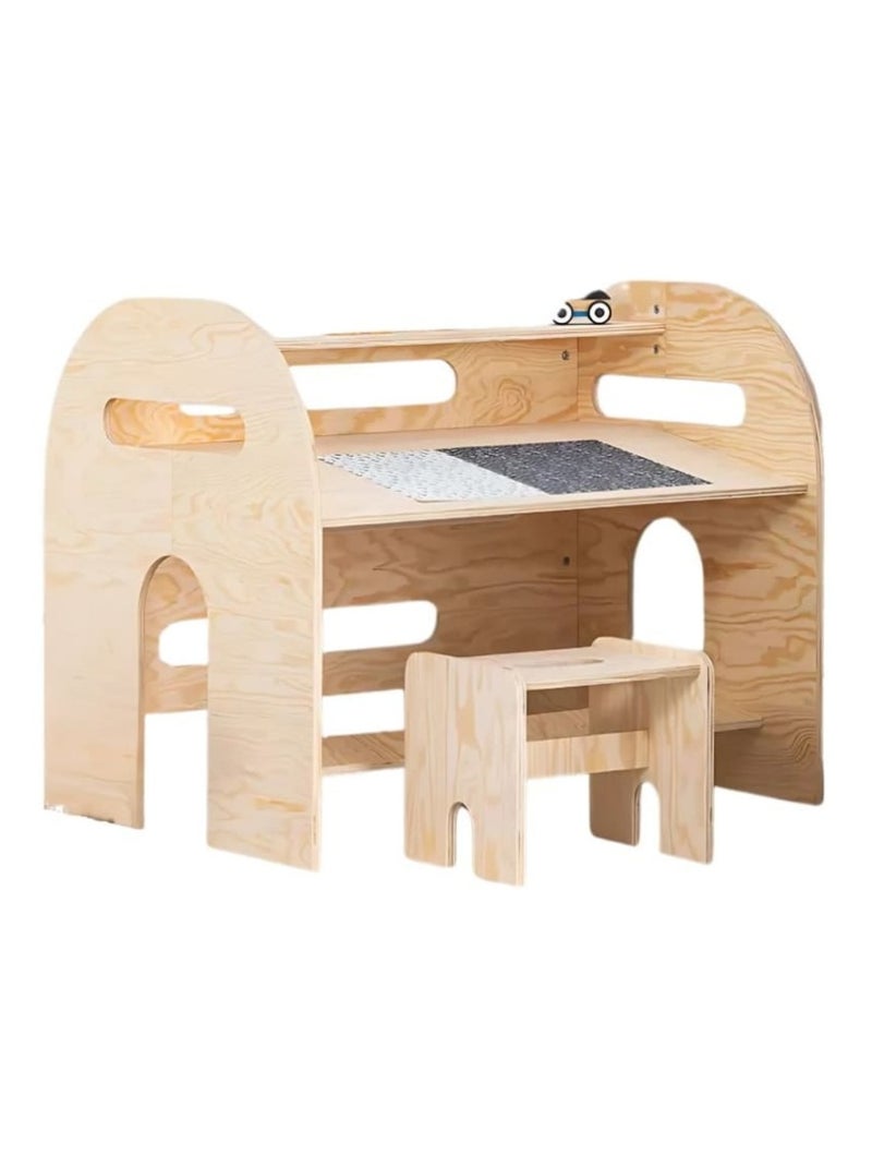 Bureau enfant avec chaise MUNDO Bois naturel - Kiabi