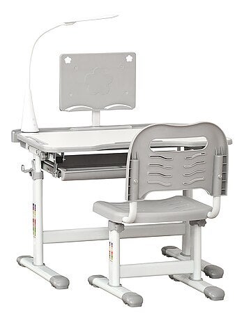 Bureau enfant avec chaise réglables lampe et support inclus