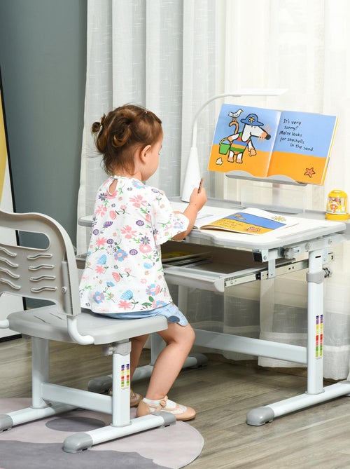 Bureau enfant avec chaise réglables lampe et support inclus - Kiabi