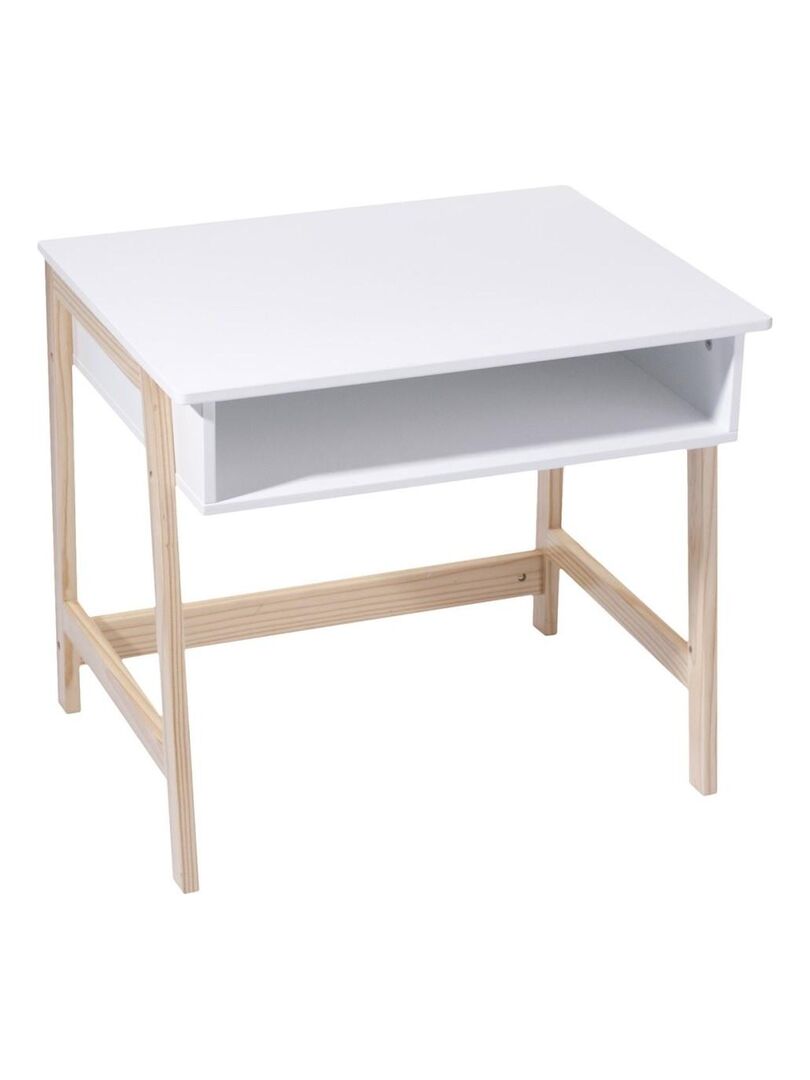 Bureau enfant bois et blanc Blanc - Kiabi