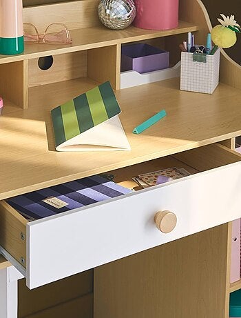 Bureau enfant décor bois 1 tiroir 3 étagères Edgar