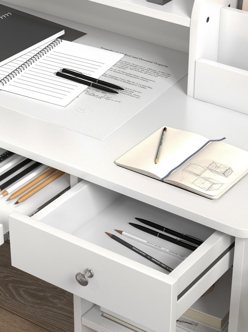 Bureau enfant multi-rangement - ensemble bureau, chaise, étagère - blanc Blanc Blanc - Kiabi