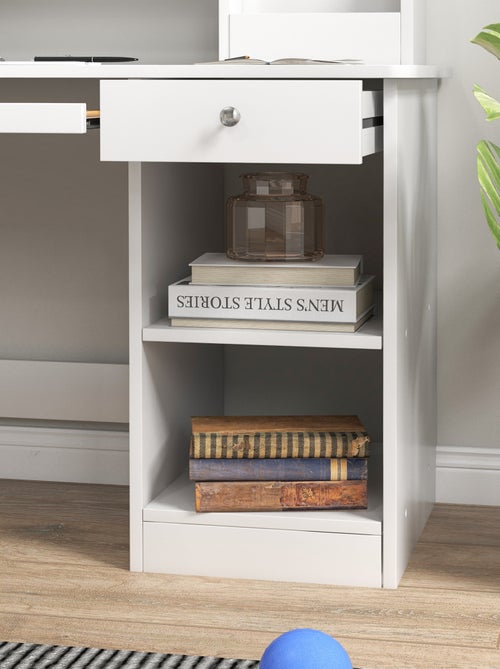 Bureau enfant multi-rangement - ensemble bureau, chaise, étagère - blanc - Kiabi