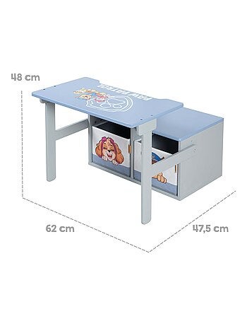 Bureau et banc enfant 2-en-1 en bois + 2 bacs de rangements 'Roba Paw Patrol'