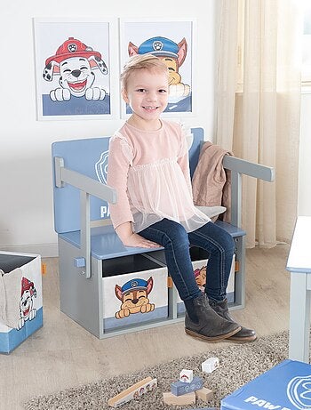 Bureau et banc enfant 2-en-1 en bois + 2 bacs de rangements 'Roba Paw Patrol'