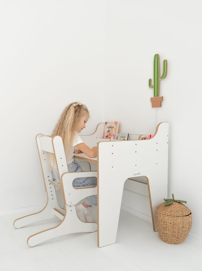 Bureau et Chaise Réglables pour Enfant Blanc - Kiabi