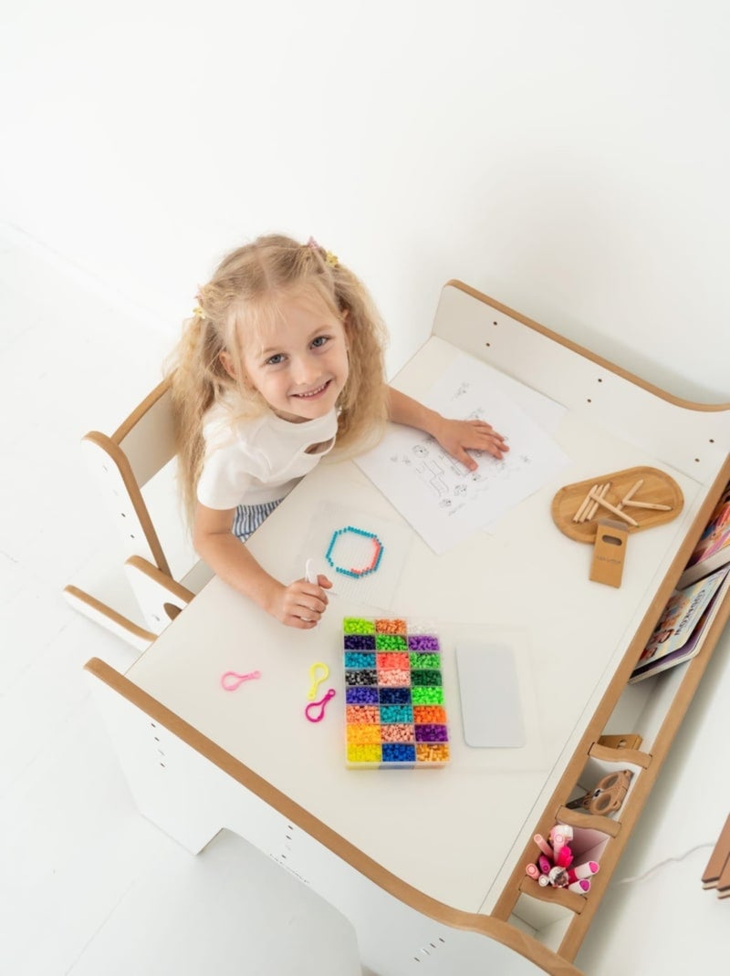 Bureau et Chaise Réglables pour Enfant Blanc - Kiabi
