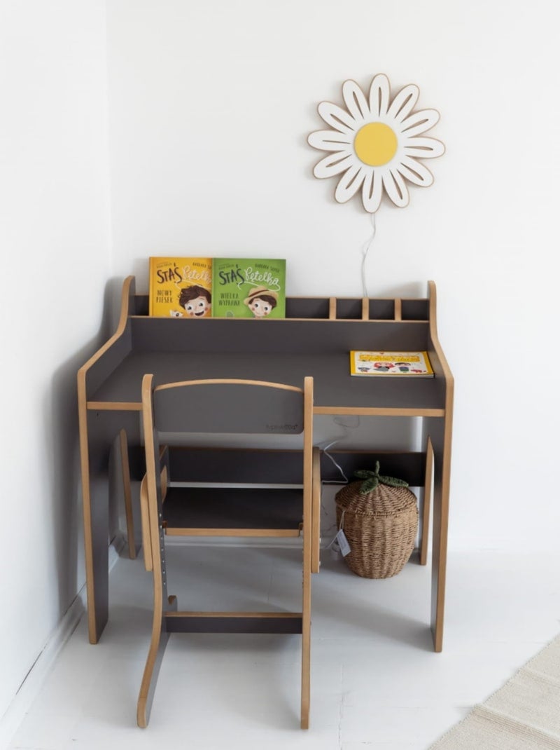 Bureau et Chaise Réglables pour Enfant Gris foncé - Kiabi