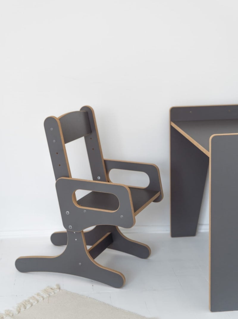 Bureau et Chaise Réglables pour Enfant Gris foncé - Kiabi