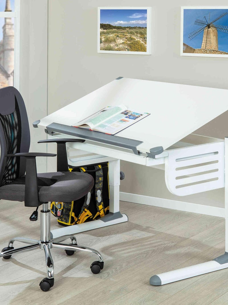 Bureau évolutif à plan inclinable en bois Blanc - Kiabi