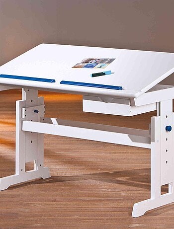 Bureau évolutif à plan inclinable + tiroir en bois