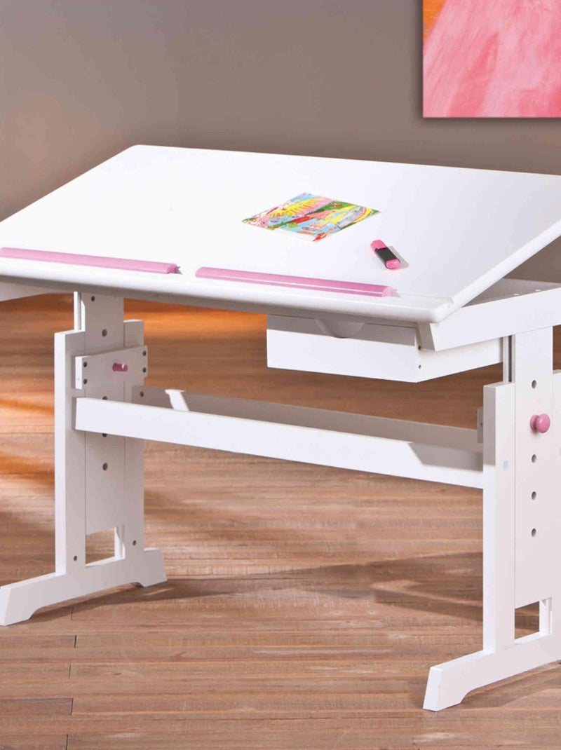 Bureau évolutif à plan inclinable + tiroir en bois Blanc - Kiabi