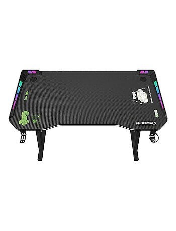 Bureau gaming avec LED et support casque et gobelet 'Roba' - Minecraft