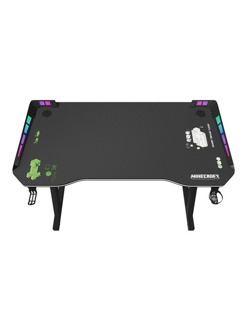Bureau gaming avec LED et support casque et gobelet 'Roba' - Minecraft - Kiabi