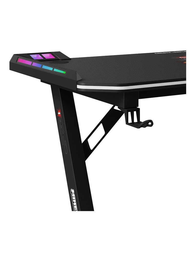 Bureau gaming avec LED et support casque et gobelet 'Roba' - Minecraft Noir Multicolore - Kiabi