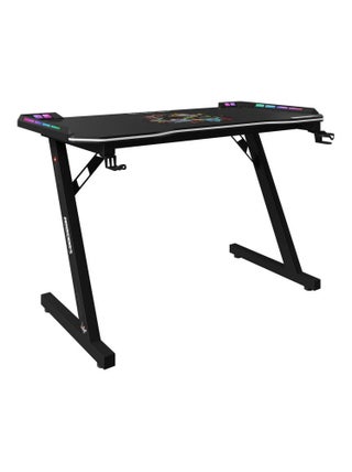Bureau gaming avec LED et support rabattable pour casque et gobelet 'Roba' - Minecraft