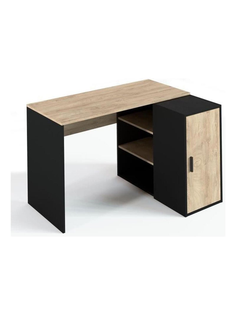 Bureau Indus - chêne et noir - 1 Porte + 3 - AUCUNE Noir Noir - Kiabi