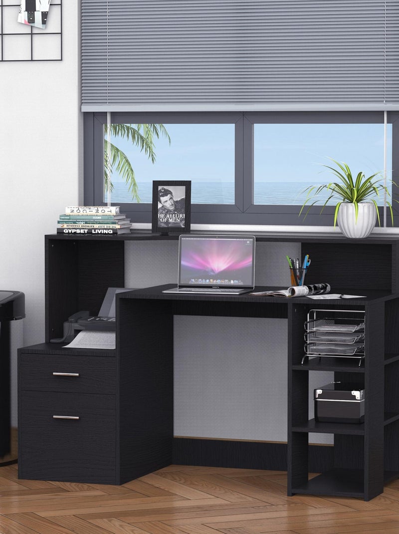 Bureau informatique 137 L x 55 l x 92 H cm noir Noir - Kiabi
