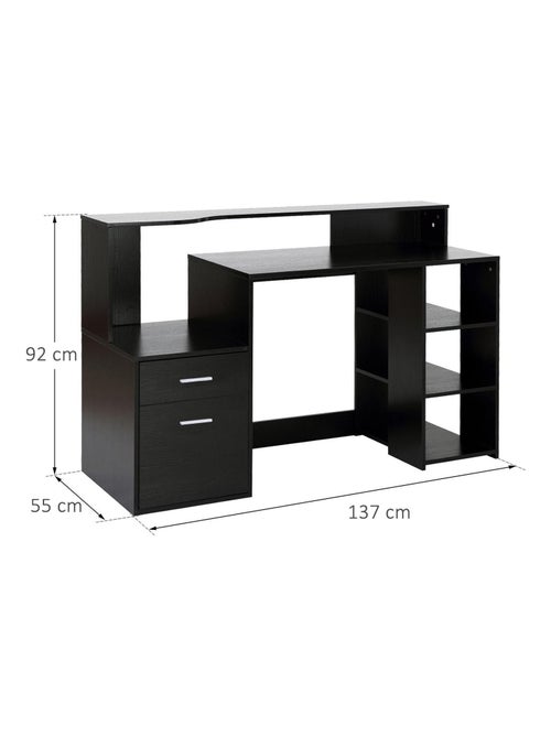 Bureau informatique 137 L x 55 l x 92 H cm noir - Kiabi Bureau informatique 137 L x 55 l x 92 H cm noir - Kiabi