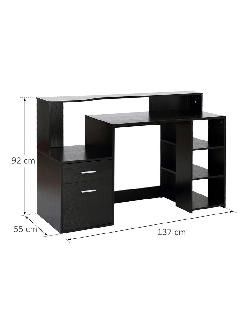 Bureau informatique 137 L x 55 l x 92 H cm noir Noir - Kiabi