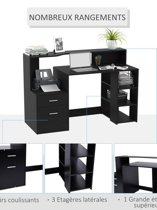 Bureau informatique 137 L x 55 l x 92 H cm noir - Kiabi Bureau informatique 137 L x 55 l x 92 H cm noir - Kiabi